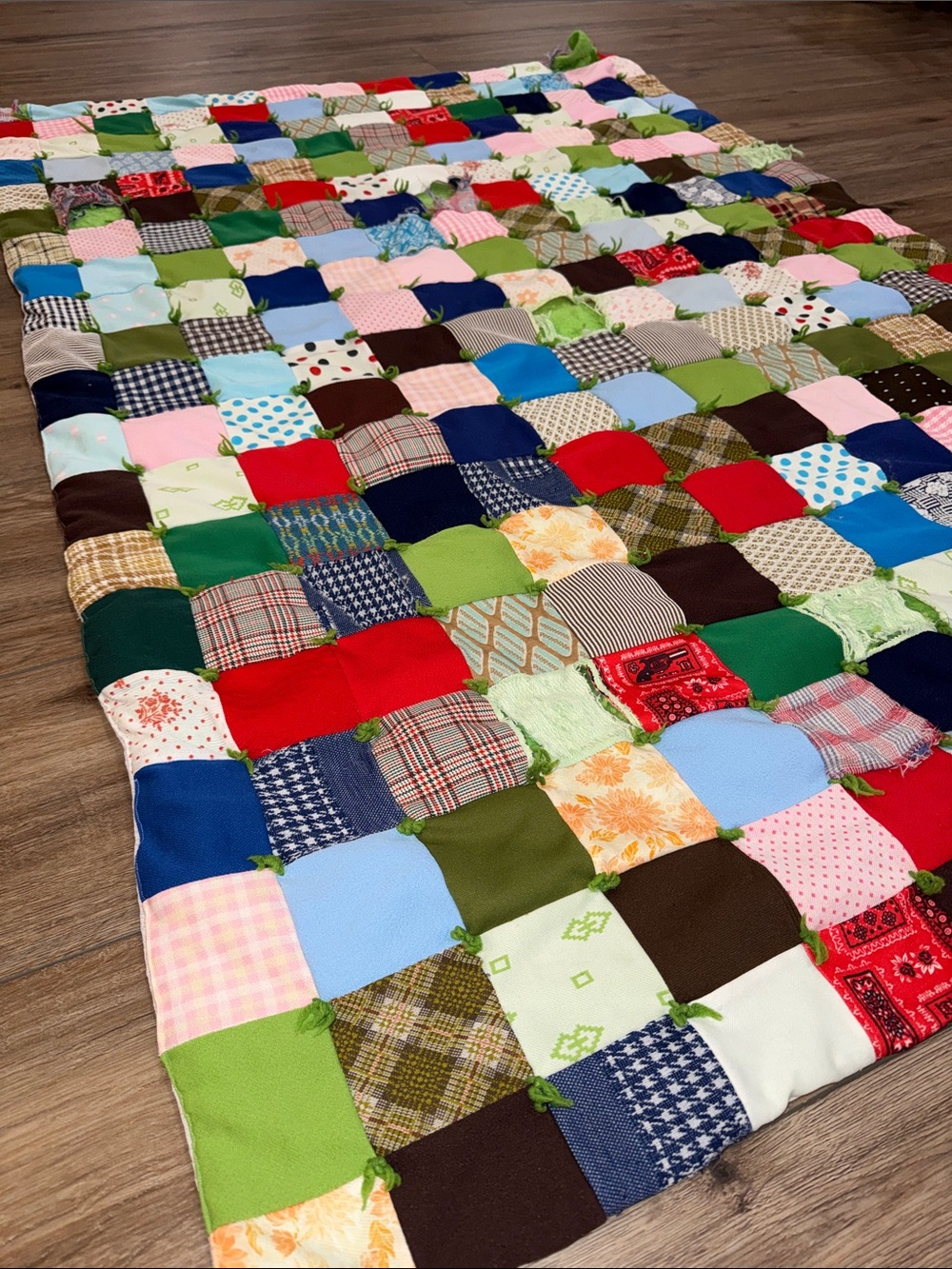Retro Vintage Poly Quilted Multicolor Patchwork Comforter Quilt